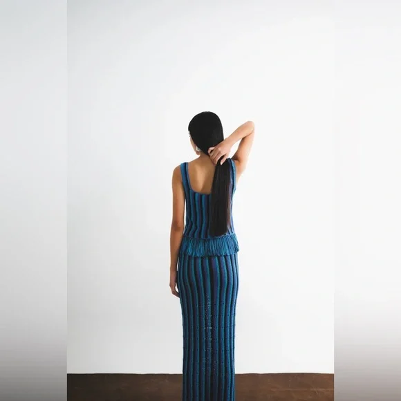 ESCVDO Misti Ankle Skirt - Striped and fringed NWT - Picture 4 of 5